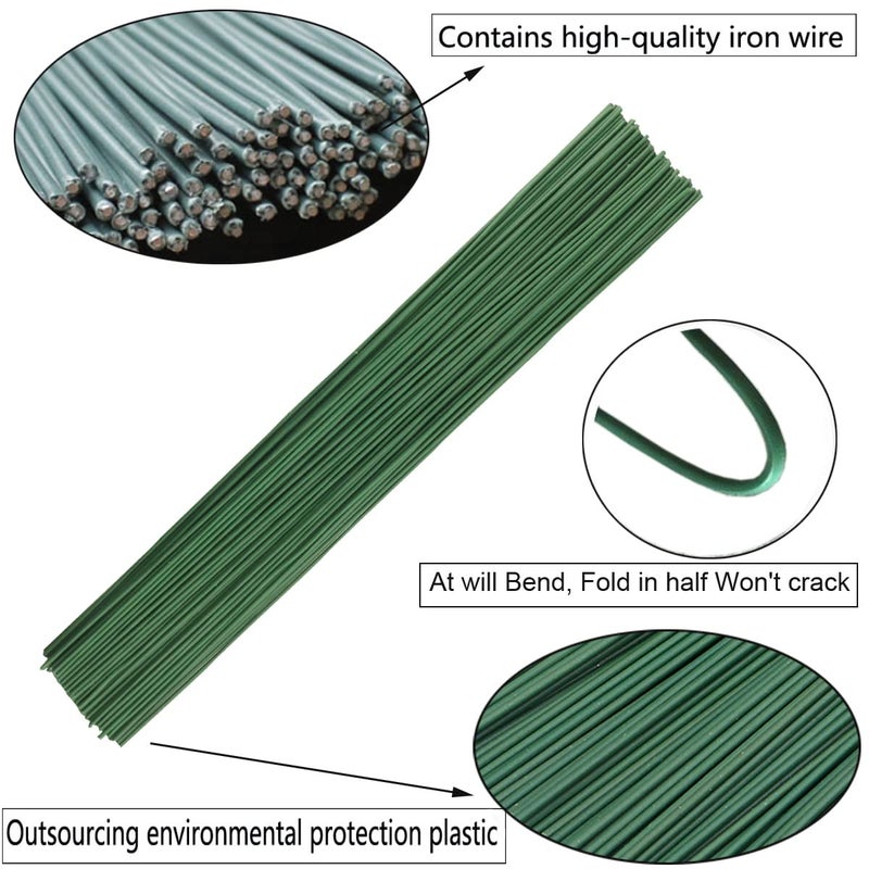 Arlai Pack of 50, Diameter 2mm Dark Green Paper Wrapped Floral stem Wire 16 Inch Floral Stem Wire - DIY Bouquet Stem Wrapping and Crafts - Image 3